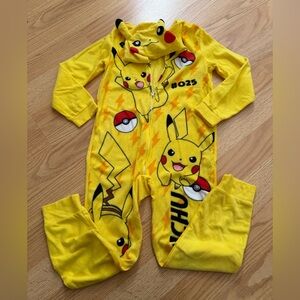 Pokemon Pikachu Bright Yellow Kids Fleece Footie with Hood